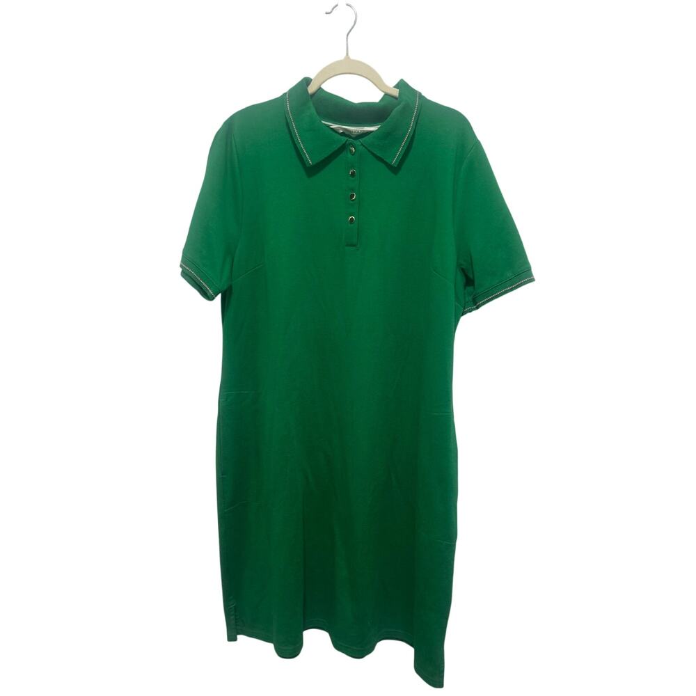 Isaac Mizrahi Live Clubhouse Green Short Sleeve Golf Polo Pockets Dress XL Tall